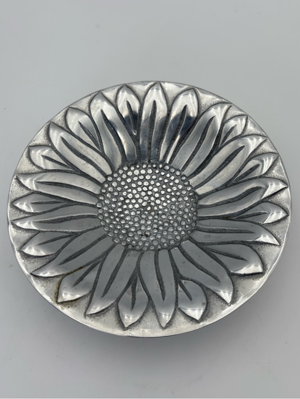Silver Tone Sunflower Decorative Pedestal Bowl - Home Accents